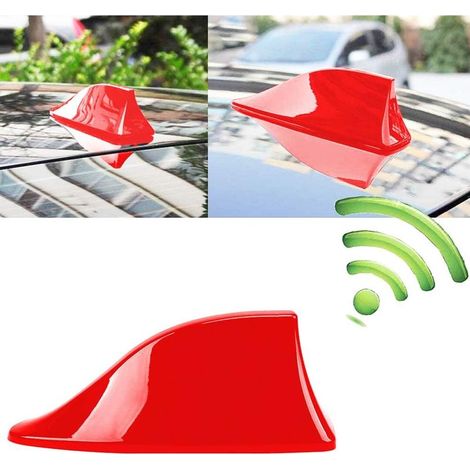 Auto-Haifischflossenantenne, universelle wasserdichte Dachradioantenne für Autos, FM-Radioantenne mit wasserdichtem Klebefuß (Rot) (1/4)