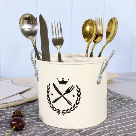 Porte-ustensile cuisine rouge acier inoxydable poignée séparateur amovible 19×13,5×14cm (1/4)