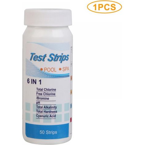 Test Strips - Swimming Pool And Spa Water Quality Testing - pH Chlorine Bromine Alkalinity Hardness Cyanuric Acid - 50 Pieces (1/5)