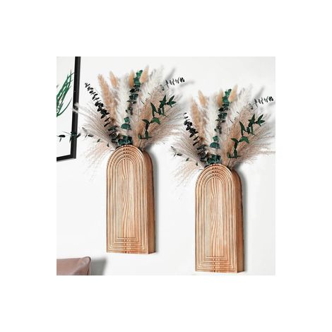 Vase mural suspendu en bois massif, pot de fleurs mural décoratif pour intérieur, Composition : 1 pièce, Couleur : couleur rétro (1/5)