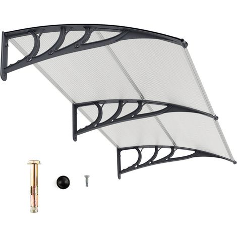 Tettoia per porta per protezione da sole pioggia neve, Tettoia per porta finestra in alluminio 199x99cm Trasparente (1/3)