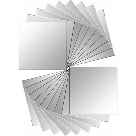 18 pièces miroir carreaux autocollant miroir autocollant miroir mural pour décoration murale argent 15 x 15 cm (1/3)