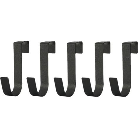 Türhaken, 10er-Set, schwarze Edelstahl-Kleiderhaken, Typ J, einzeln verwendbar, robust und langlebig, hohe Belastbarkeit, Führungsschiene für Türhaken.