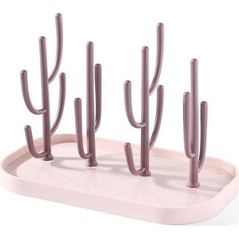 - Babyflaschen-Trockenständer - Abtropfgestell für Babyflaschen und Sauger - Praktisches Küchenaccessoire - Rosa - 28 x 28 x 35 cm (1/5)