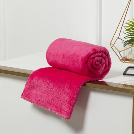 Couverture Jetable En Polaire - 70 x 100 cm - Pour Canapé Lit Camping Voyage - Rose Fuchsia - 1 Pièce (1/2)