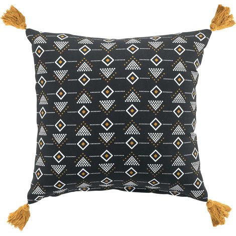 Coussin a pompons 40 x 40 cm Letikos noir (1/3)