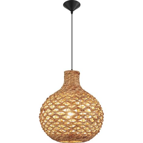 Suspension décorative 1xE27 23W IP20 – Design Rotin naturel (1/4)