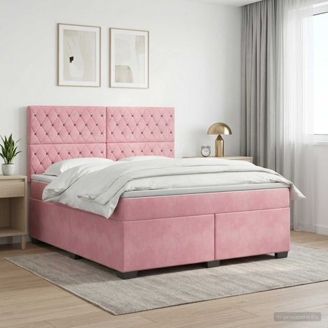 vidaXL Lit boxspring avec matelas Rose 160 x 200 cm Velours (1/5)