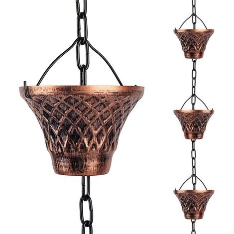 Chaînes de Pluie en cuivre pour gouttières de Descente d'eau de Pluie - Décoration de Jardin,d'intérieur - 2,7 m de Long (1/5)