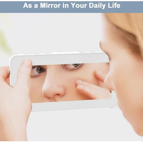 Réveil numérique avec 2 alarmes, horloge miroir numérique LED avec 8 modes d'éclairage