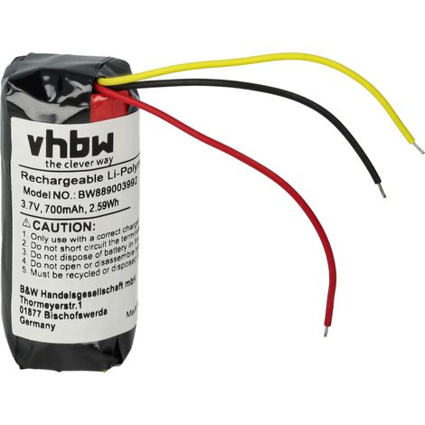 vhbw Battery compatible with Bose 423729, SoundSport Free Wireless Headset Headphones (700 mAh, 3.7 V, Li-polymer)