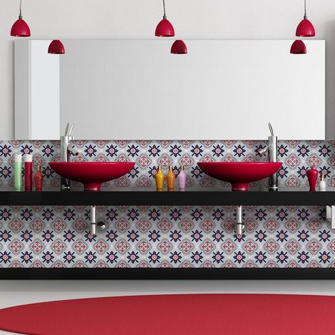 Sticker Mural Carrelage adhésif Cuisine Salle de Bain - 30 STICKERS CARRELAGES AZULEJOS LAURINA - 30stickers10x10cm (1/5)