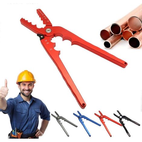 Outil réparation & arrondi tubes cuivre multi-diamètres 6 trous - Pour 1/4" 3/8" 1/2" 5/8" 3/4" - Rouge (1/5)