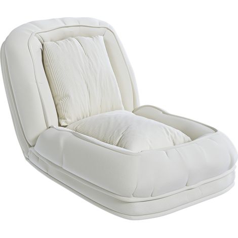 Divano letto pieghevole ergonomico regolabile 5 posizioni con 2 cuscini, bianco sporco (1/5)