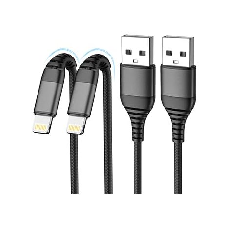 Câble iPhone Chargeur iPhone, Charger Cable 1M+1M [MFi Certified] Lightning USB Cable Fast Charging, Nylon Braided Tressé Ultra Résistant pour iPhone 14 13 12 11 Pro Max Mini XR XS X 8 7 6 5 SE, iPad (1/5)
