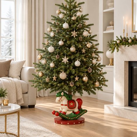 Base per albero di Natale cavalluccio in poliresina per decorazioni natalizie (1/3)