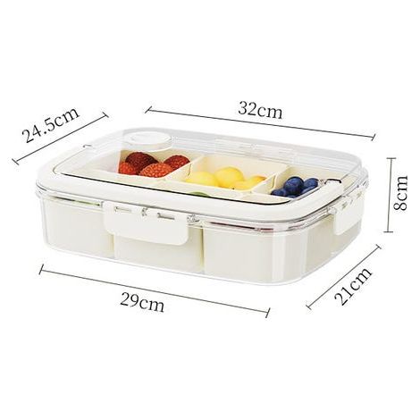 Tragbarer, versiegelter Lebensmittel-Organizer mit luftdichtem Deckel, 1 Schicht, cremefarben, 32 x 24,5 x 8 cm, ideal für Transport und Lagerung