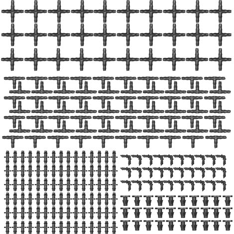 Kit Raccords D'Arrosage Goutte À Goutte - Raccords Barbés Pour Tube 6,35 mm - Pour Systèmes D'irrigation De Jardin, Serre Et Agriculture - 200 Pièces Ou 250 Pièces (1/5)