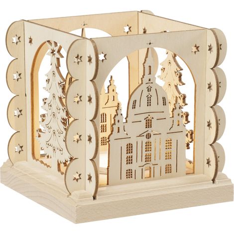 Saico Teelichthalter Dresden für 1 Teelicht Holz 12 cm natur Teelichthalter