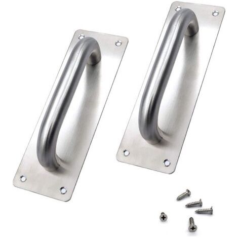 (200 x 65 mm)Poignées de porte coulissante, poignées de porte en acier inoxydable, portes coulissantes, placard, toilettes, garage, abri de jardin, poignées de porte avec plaque en métal (1/5)