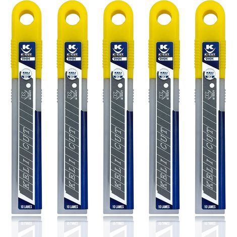 Lot de 50 lames 9mm – Lames noires ultra résistantes – Durée de vie 3 fois supérieure – Gravure laser pour coupe précise – Keli