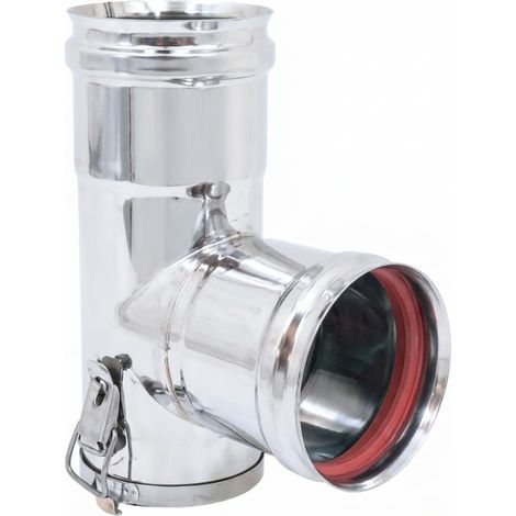 MAKA Raccordo a T 90° con Ispezione Bassa Canna Fumaria Acciaio Inox Ø 100 mm (1/5)