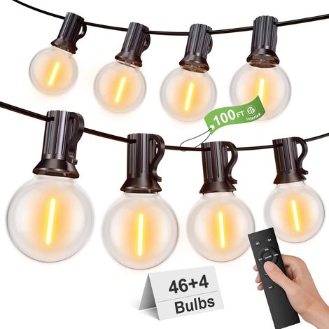 Guirlande Lumineuse Exterieure, 61M/200FT Guirlande Guinguette Exterieur avec 100+4 Ampoules en Plastique, IP45 Étanche pourJardin, Mariage, Fête de Famille, Balcon, Fête, Mariage (1/5)