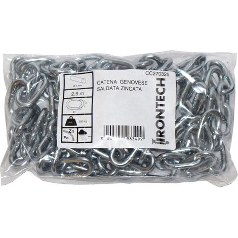 Catena genovese pretagliata Ø 5 mm. in acciaio zincato 2,5 mt.