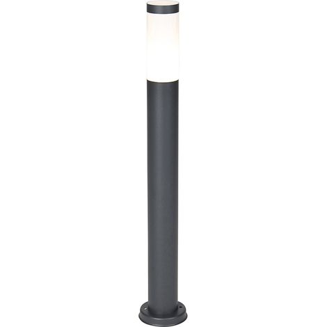 Qazqa – Borne d'éclairage extérieure 80 cm IP44 – Acier inoxydable gris anthracite – Dimmable E27 jusqu'à 20W – Pour espaces modernes
