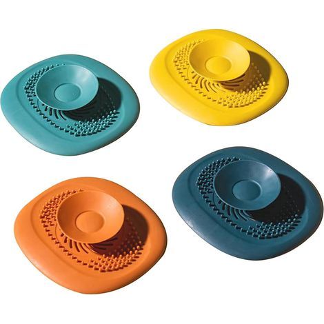 Recolector de pelo y tapa para desagüe de ducha 2 en 1, resistente y con tapón para lavabo y bañera (paquete de 4).