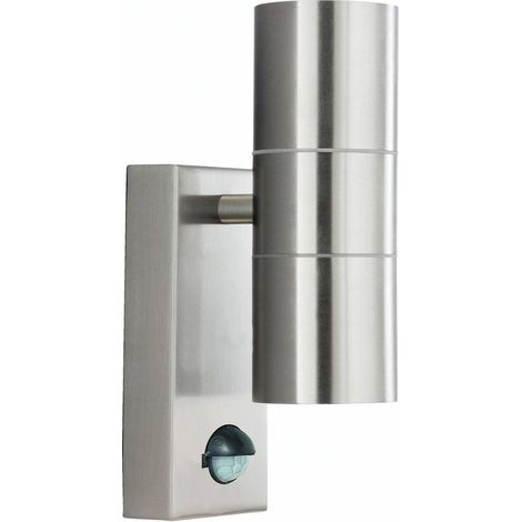 Searchlight Outdoor - Double paroi extérieure en aluminium coulé à 2 lumières avec capteur de mouvement IP44, GU10