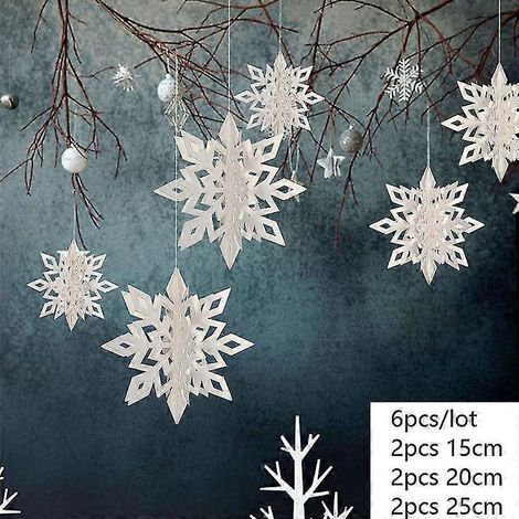 3d flocons de neige artificiels guirlande bannière en papier décorations de Noël pour maison (1/5)
