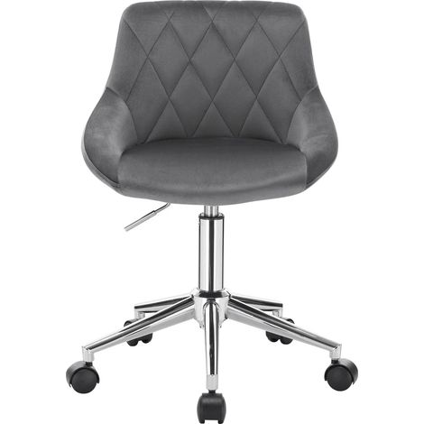CHICFURN Sedia da ufficio girevole 54 x 37,5 x 77 cm in velluto grigio scuro, regolabile (1/5)