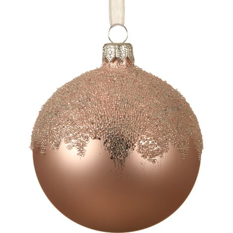 Pallina di natale con top ricoperto di glitter Ø8 cm