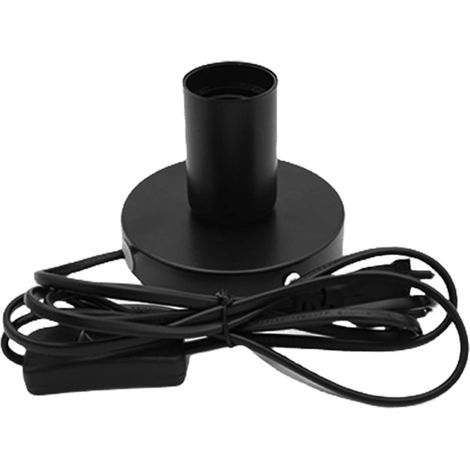 Lampe de table vintage E27, culot E27, lampe de table vintage avec câble de 1,8 m, interrupteur à câble, max. 100 W, noir, ampoule non incluse (1/5)