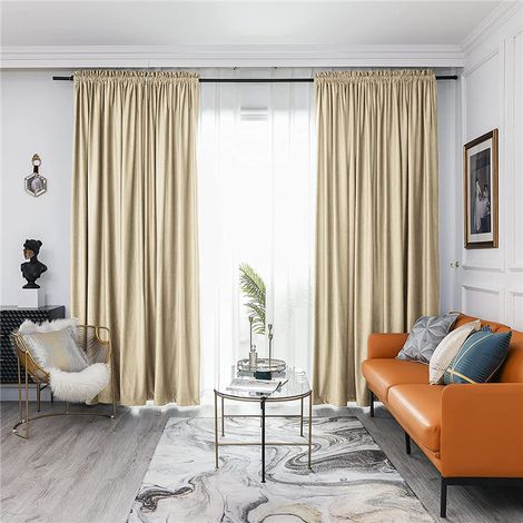 Rideau occultant pour salon, rideau isolant thermique, rideau en velours uni, convient pour la chambre et le salon, lot de 2 (150 x 250 cm).
