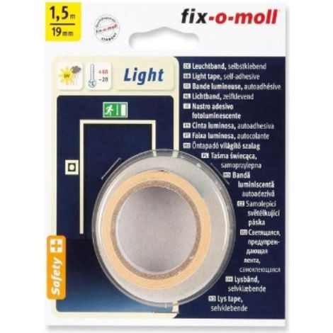 FIX-0-MOLL - 1,5mt x 19mm - NASTRO ADESIVO LEGGERO SEGNALETICO FOTOLUMINESCENTE - COLORE BIANCO