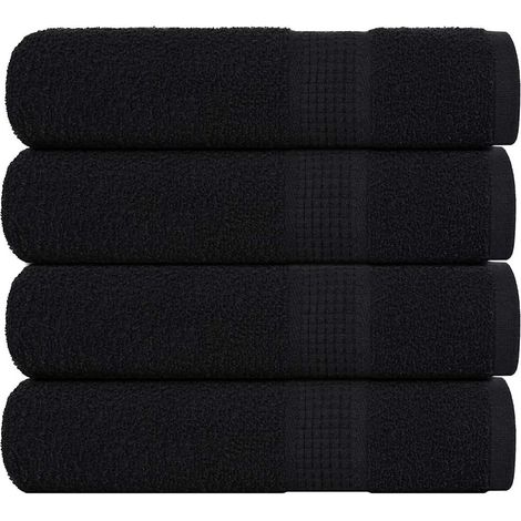 Serviettes de douche FROGN, lot de 4, noires, 70 x 140 cm, 360 g/m²