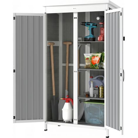Outsunny Armadio da Esterno con 3 Ripiani Rimovibili, Bianco e Nero