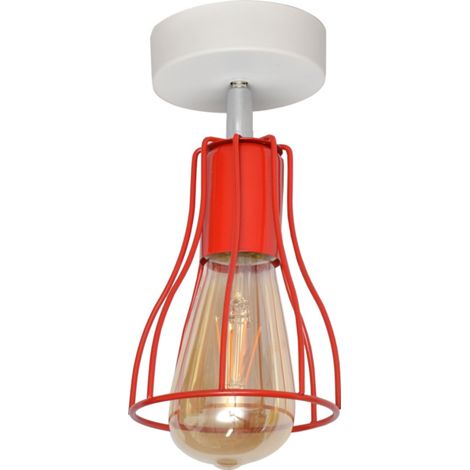 Helam TUBE Semi Plafonnier Blanc, Rouge 10cm