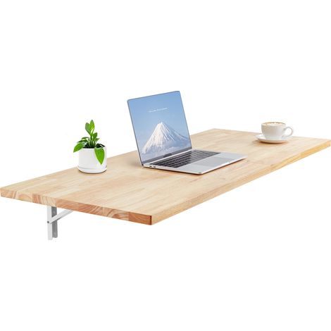 VEVOR Mesa plegable montada en la pared, mesa abatible de 47.24 x 19.69 pulgadas, escritorio flotante de madera con soporte de hierro, escritorio plegable para espacios pequeños, oficina en casa, come