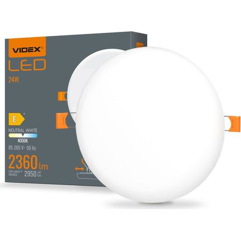 Einbauleuchte weiß rund rahmenlos 17,2 cm IP54 eingebaute LED 24W DownLight Videx 4000K 2950lm (1/4)