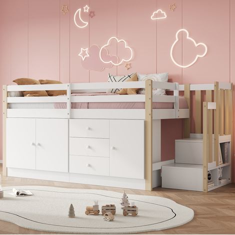 Cama alta infantil con almacenaje MDF 90x200 DESVIAE (1/5)