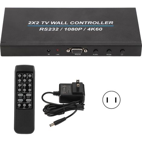 Contrôleur de mur vidéo à interface multimédia HD 2x2, prend en charge la résolution 4K 60 Hz, la rotation à 180 degrés et une tension de 110-240 V. (1/5)