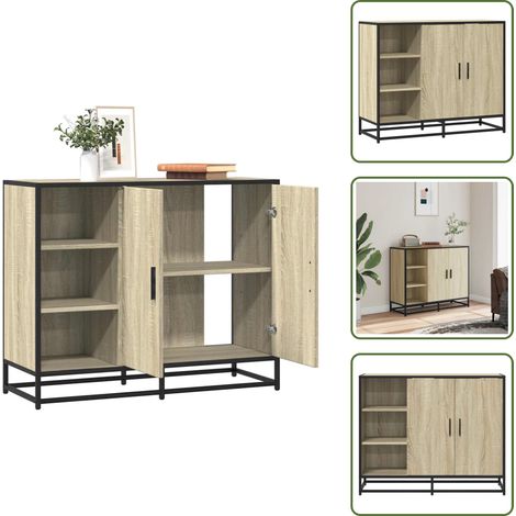 Sideboard Sonoma-Eiche 92x35x76 cm Holzwerkstoff - Sideboard - Sideboards - Schrank - Küchenschrank (1/5)