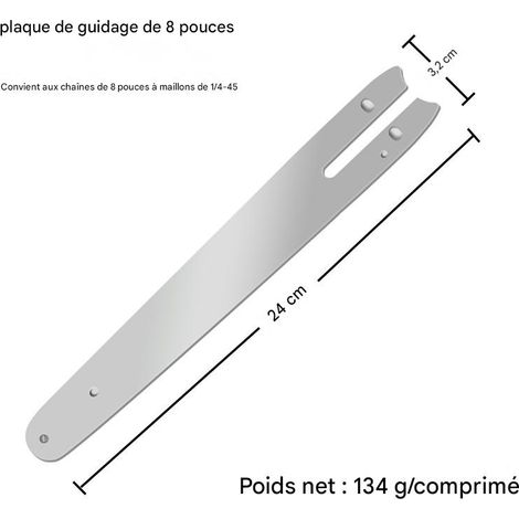 Plaque de guidage de chaîne de 21 cm (8 1/4 po), pour 45 maillons, pour le jardinage et l'élagage- 3 pièces (1/5)