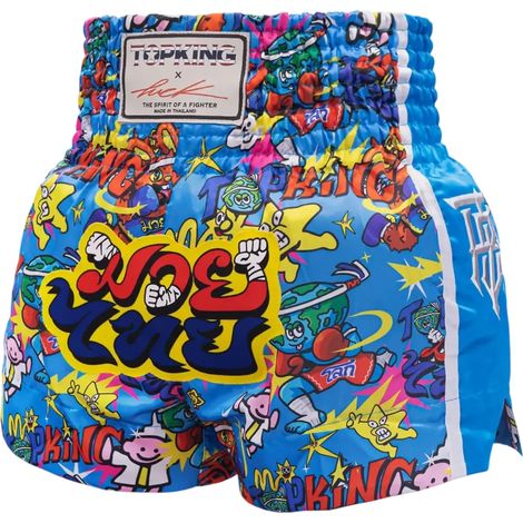 Short de boxe Muay Thai Top King X Puck bleu XL (1/5)