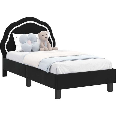 Toddler Bed Frame with Headboard Black 70 x 140 cm Velvet vidaXL