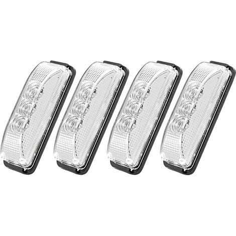 Lot de 4 Feux de Gabarit pour Remorque à 3 LED - Feux de Position Latéraux LED 12V/24V 103mm Étanches Universels Feu Remorque pour Camion Remorque Camping-Car Bateau Poids Lourd (Blanc) (1/5)