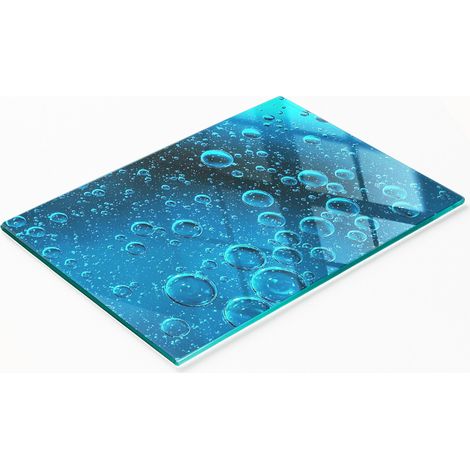 Tabla de cocina de vidrio templado con gráfico decorativo de burbujas de agua 80x52 cm (1/5)